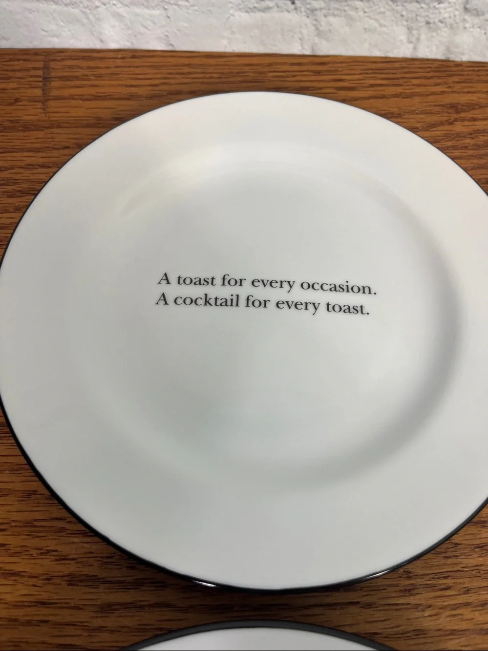 POTTERY BARN Cocktail Quotes Set of 4 Plates Appetizer Salad Dessert